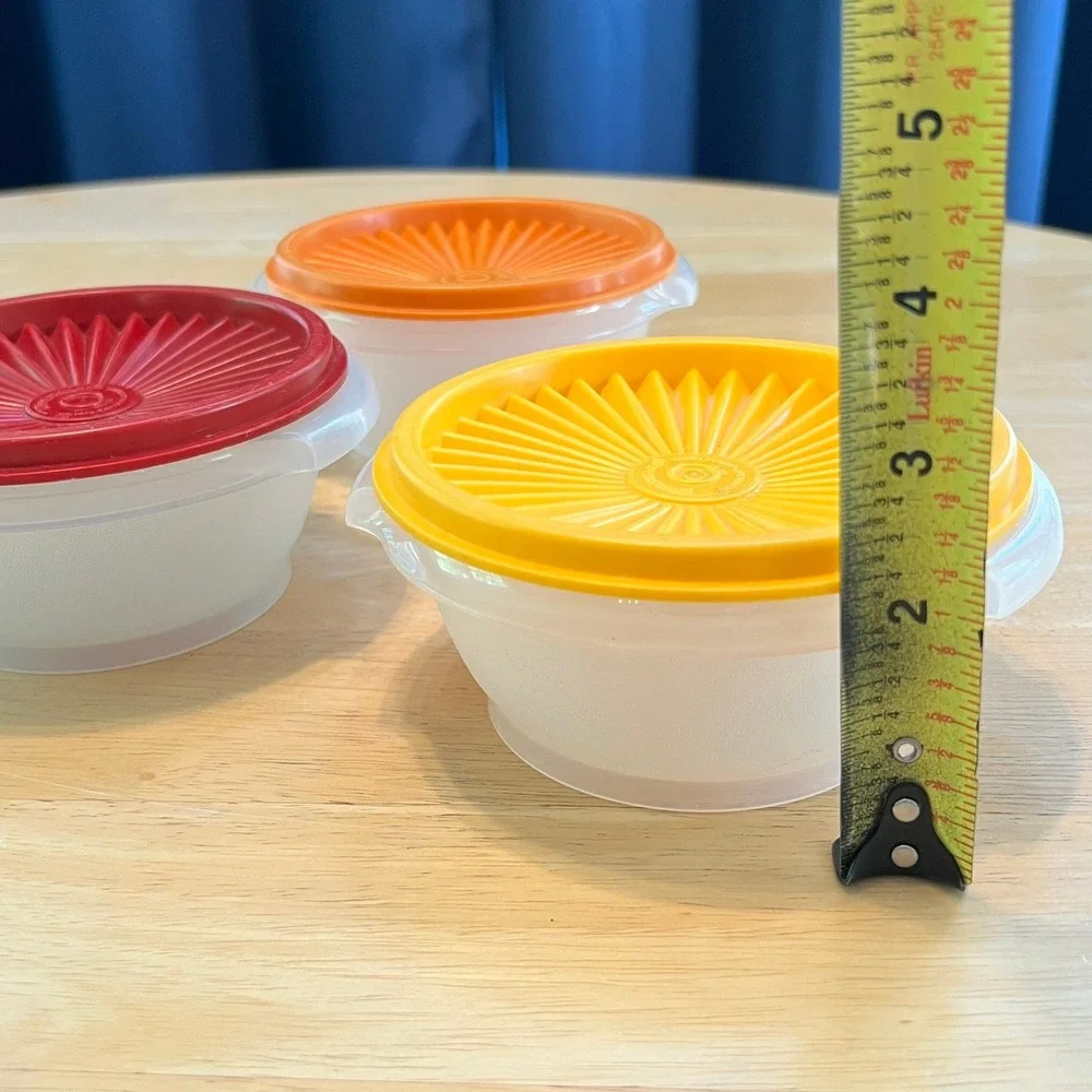 Vtg Tupperware 10oz Servalier Snack Bowl Set Harvest Palette Sunburst Lids 1323